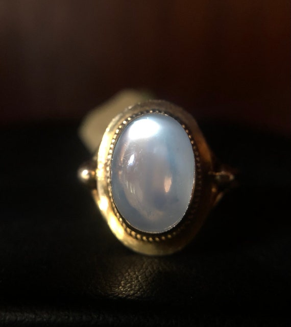retro 14k moonstone oval Cabochon ring - image 2