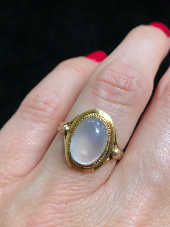 retro 14k moonstone oval Cabochon ring - image 1