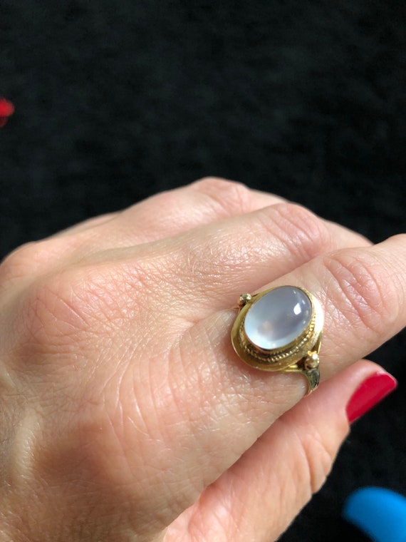 retro 14k moonstone oval Cabochon ring - image 8