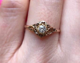 Vintage 14k Rose Gold Diamond Ring