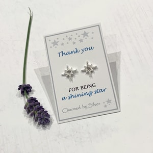 Sterling Silver Cubic Zirconia Star stud Earrings