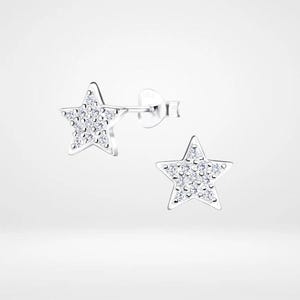 Sterling Silver Cubic Zirconia Star Earrings