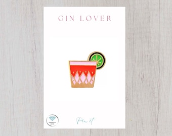 Insignia de pin de esmalte de ginebra - GIN LOVER