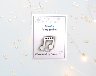 White Music Note Enamel Pin Badge - Music is my soul