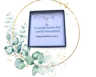 Sterling Silver Diamond Style Ring Charm Necklace - gift for a friend