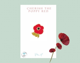 Gorgeous red poppy mini Enamel Pin Badge - Cherish the poppy red