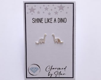 Sterling Silver Dinosaur Stud Earrings - Shine like a dino