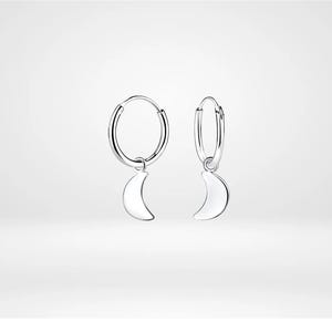 Sterling Silver Moon Hoop Earrings