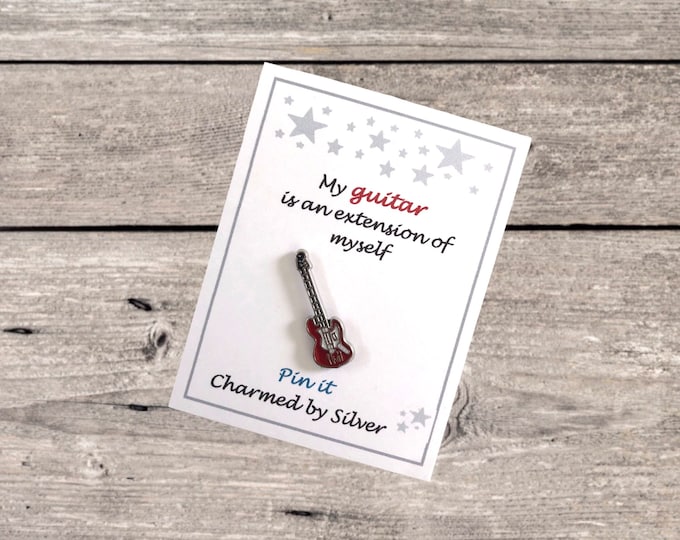 Red Guitar Music Enamel Pin Badge - My guitar is an extension of myself