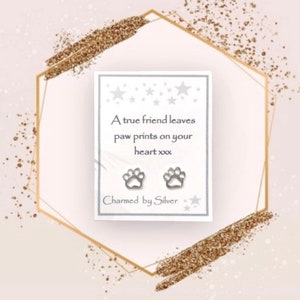 Sterling Silver dog paw print stud Earrings