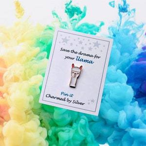 Gorgeous llama enamel badge - Save the drama for your llama