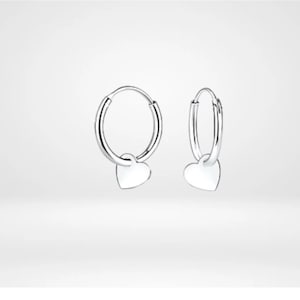 Sterling Silver Heart Hoop Earrings
