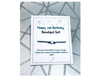 Happy 21st Birthday Beautiful -  Wish Star Heart Bracelet