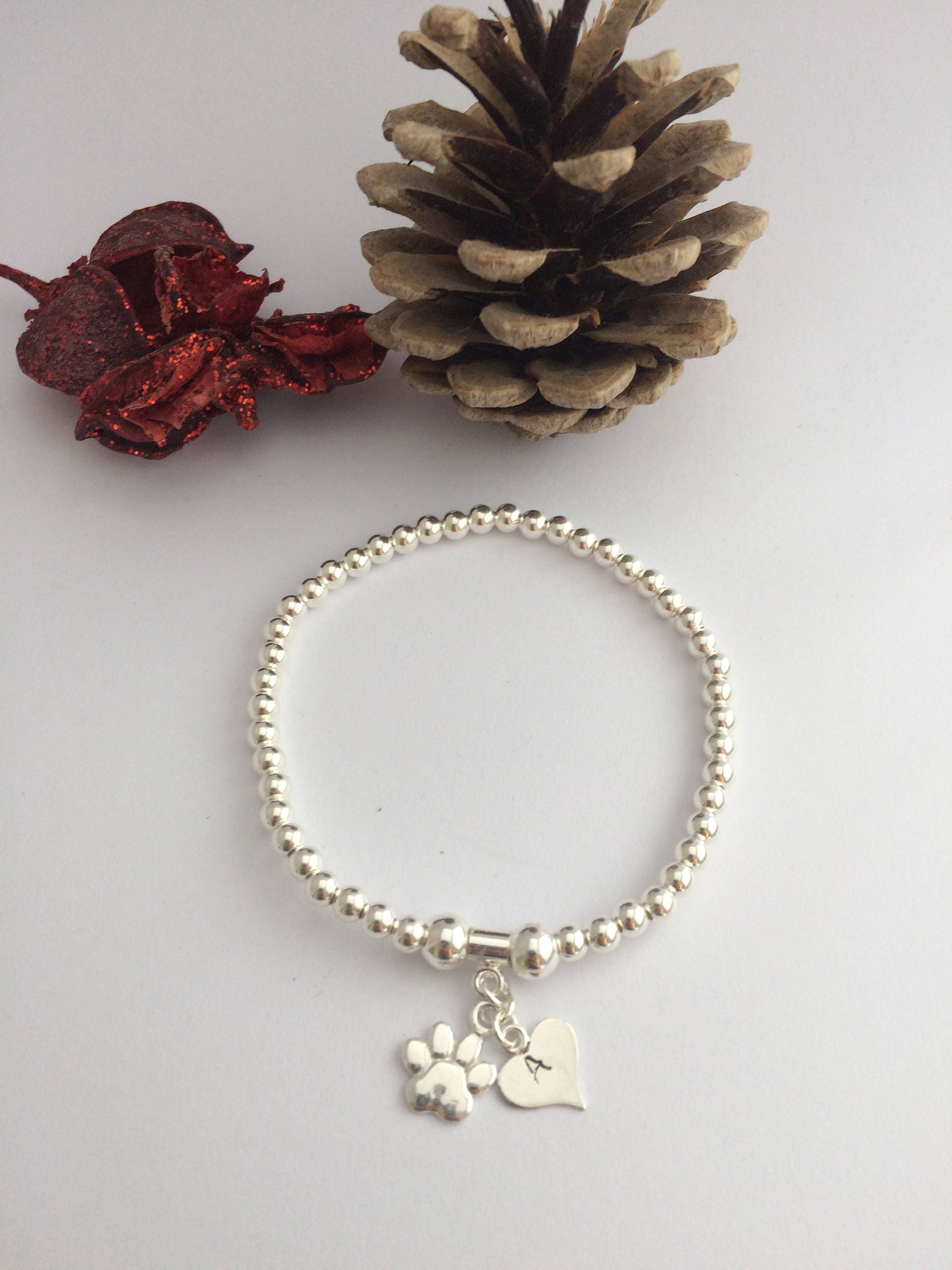 Keepsake Remembrance Sterling Silver Bead Stretch Bracelet Dog Etsy UK