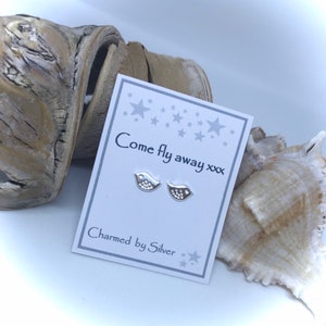 Sterling Silver Bird Stud Earrings