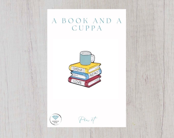 Book Enamel Pin Badge - A book and a cuppa