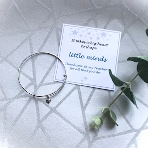 Silver Heart Bangle Teacher Gift - It takes a big heart to shape little minds