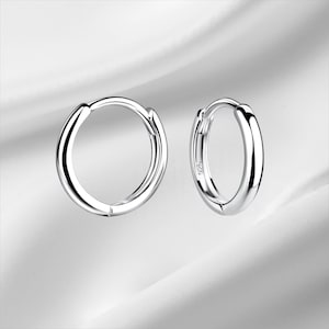 Sterling Silver Plain Huggie Hoop Earrings