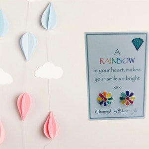Sterling Silver Rainbow Flower Earrings