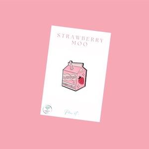 Aardbei Milkshake Emaille Pin Badge - Aardbei moo