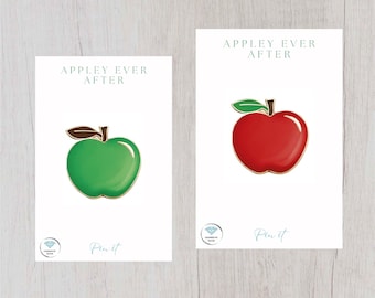 Gorgeous Red or Green Apple Enamel Pin Badge - Appley ever after
