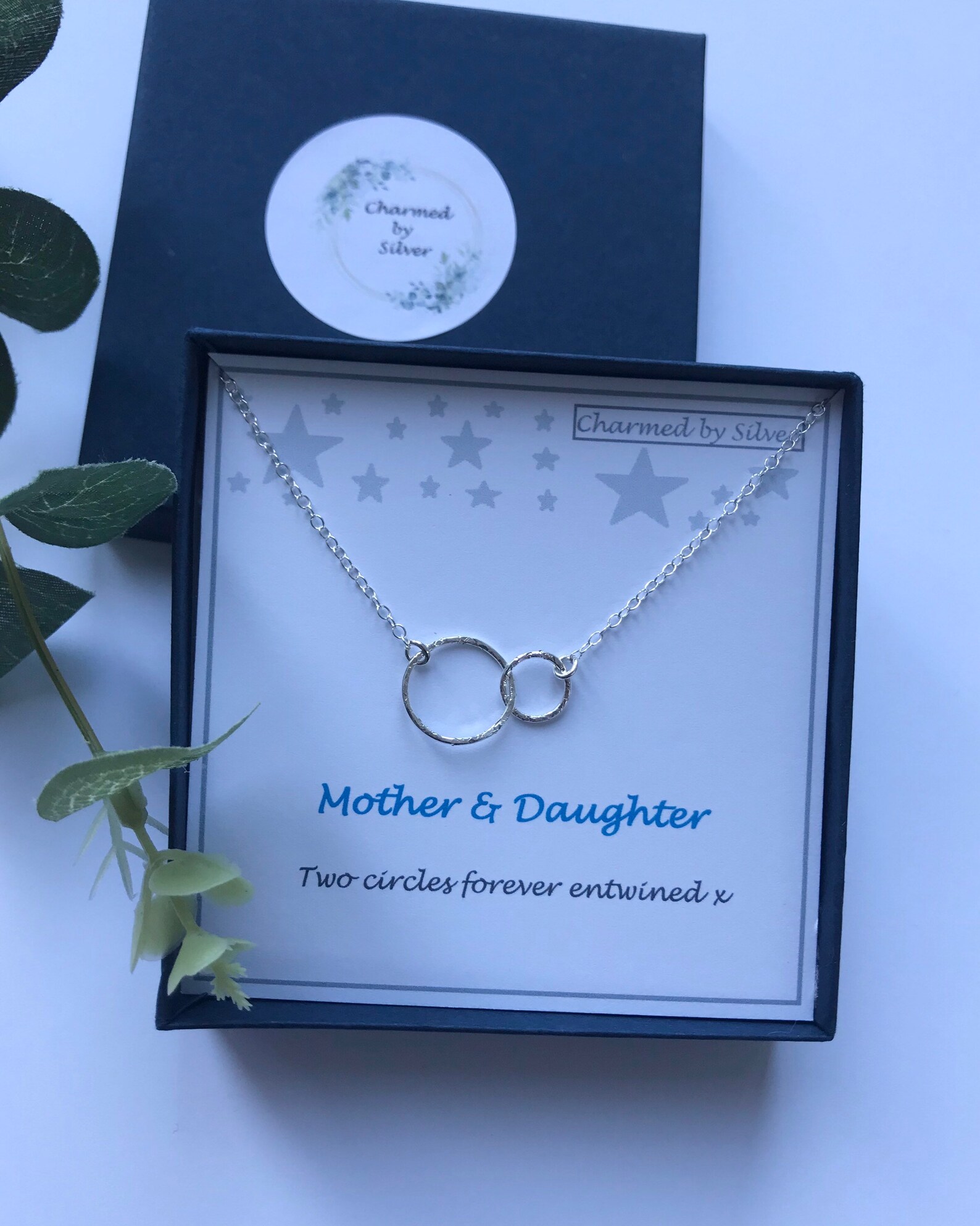 Madre e hija Plata de ley Dos anillos entrelazados Collar Etsy España