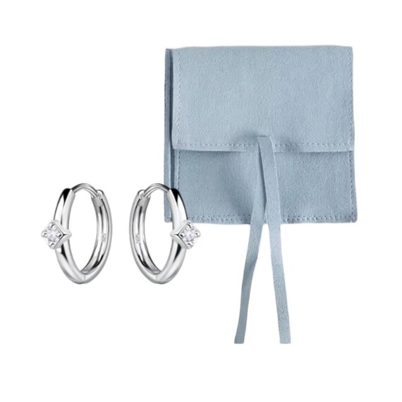 Orecchini in argento sterling con zirconi cubici quadrati da 4 mm, pietra portafortuna di aprile - Italia