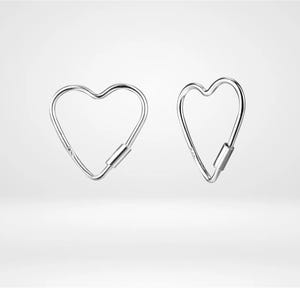 Sterling Silver Heart Hoop Earrings