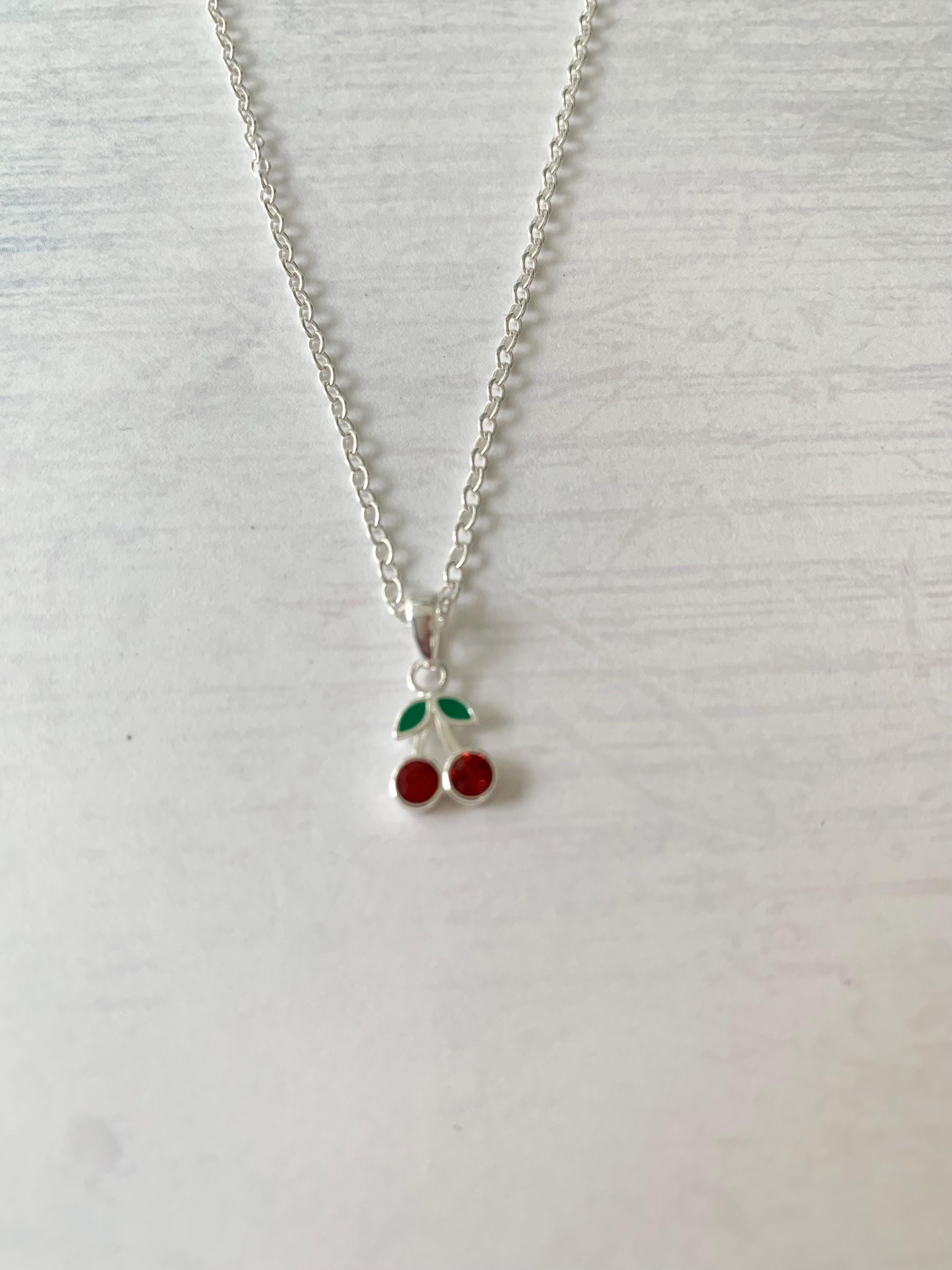 Cybche Boho Ciliegia Ciondolo Collana Ciliegia Nera Argento Paperclip Catena Collana Girocollo Ciliegia Frutta Collana Alamaro Chiusura Catena Collana Gioielli Per Le Donne