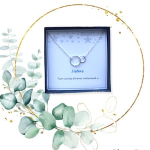 Sister Sterling Silver Infinity Two Entwined Rings Necklace - forever entwined