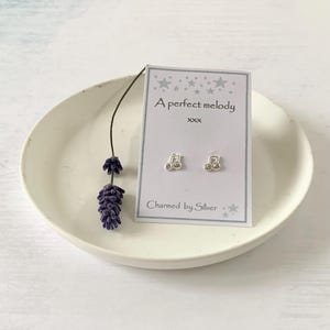 Sterling Silver Music Musical Note stud Earrings with Message