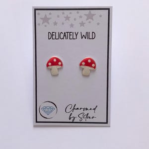 Sterling Silver Mushroom Toadstool Stud Earrings - Delicately Wild