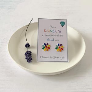 Sterling Silver Rainbow flower Stud Earrings