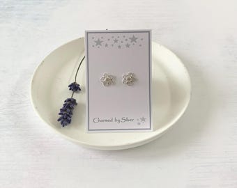 Orecchini A Bottone Fiore Di Ranuncolo In Argento Sterling 925 – 15mm Eleganti Donna