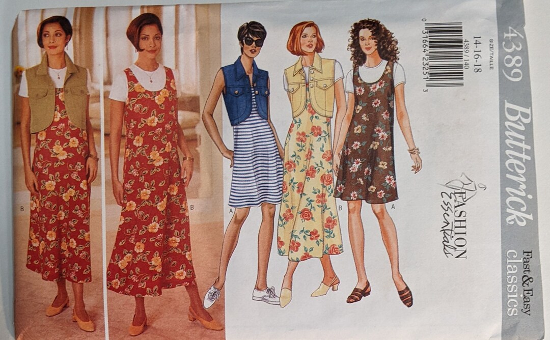 Uncut Butterick Pattern #4389 - Misses Vest, Top and Dress in 2 Lengths ...