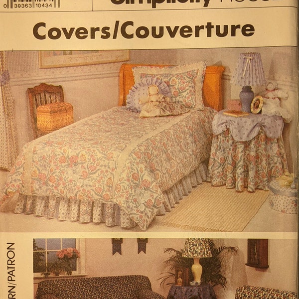 Uncut Simplicity House Pattern #9800 - Covers - Sofa, Chair, Dust Ruffle, Round Tablecloth & Swag, Bolster Covers and more!
