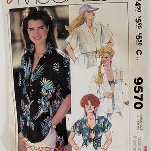 Cut Easy McCall&#39;s Pattern #9570 by Brooke Shields - Misses Shirt and Bra Top - Size Medium - 1985