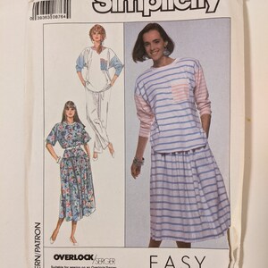 May include: Simplicity sewing pattern number 9773, size small, for an easy to sew striped skirt and top. The pattern is suitable for use with an overlock or serger machine.