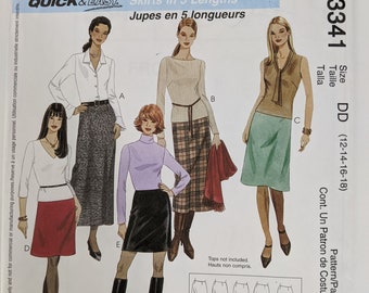 Uncut Mcalls Pattern #3341 - Quick and Easy A-Line Skirt in 5 Lengths - Sizes 12-14-16-18 - 2001