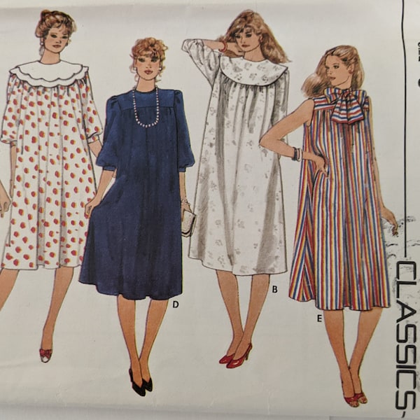 Uncut Butterick Pattern #4874 - Misses Maternity Dress, Tunic, Detachable Collars and Pants - Size 8 - 1980's