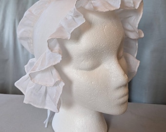 1750's Ruffled Cap (Cotton Linen Blend)