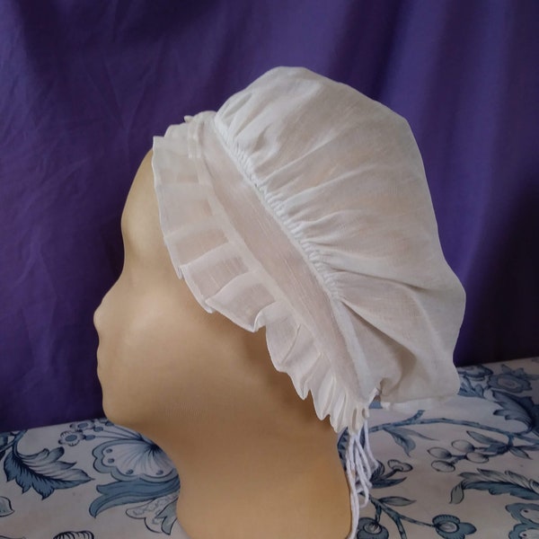 1760 - 1770 Pleated Cap (Silk Cotton Gauze)