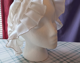 1760 - 1770 Pleated Cap (Linen), Imperfect