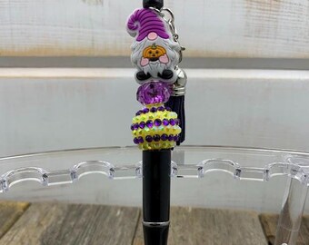 Purple Halloween Gnome Beaded Pen