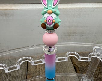 Easter Bunny Gnome Beaded Pen