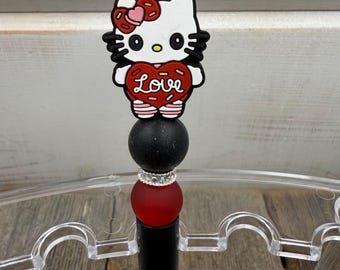 Valentine Kitty Love Beaded Pen