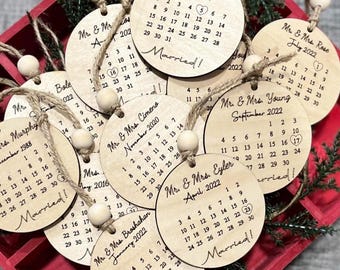 Engaged Ornament | Married Ornament | Custom Christmas Married Ornament | Calendar Ornament | Newlywed Gift | Wedding Gift