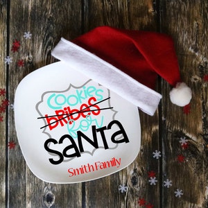 Kekse für Santa Platte, Bestechung für Santa, personalisierte Weihnachtsteller, Gebäckteller, Heiligabend, Familientraditionen, Milch und Kekse