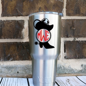 Yeti Custom Decal, Boots, Cowboy Hat, County, Yeti Rambler, Custom Decal, Monogram Decal, Personalized Yeti, Custom Yeti Cup, Monogram Cup