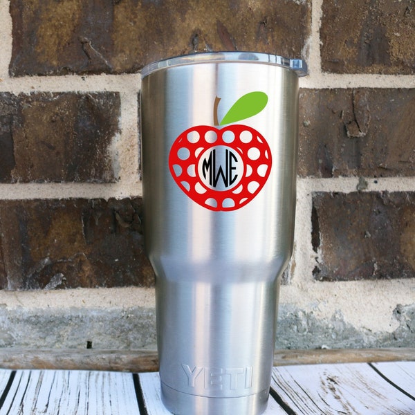 Yeti Custom Decal, Teach, Apple, School, Yeti Rambler, Custom Decal, Monogram Decal, Personalized Yeti, Custom Yeti Cup, Monogram Cup